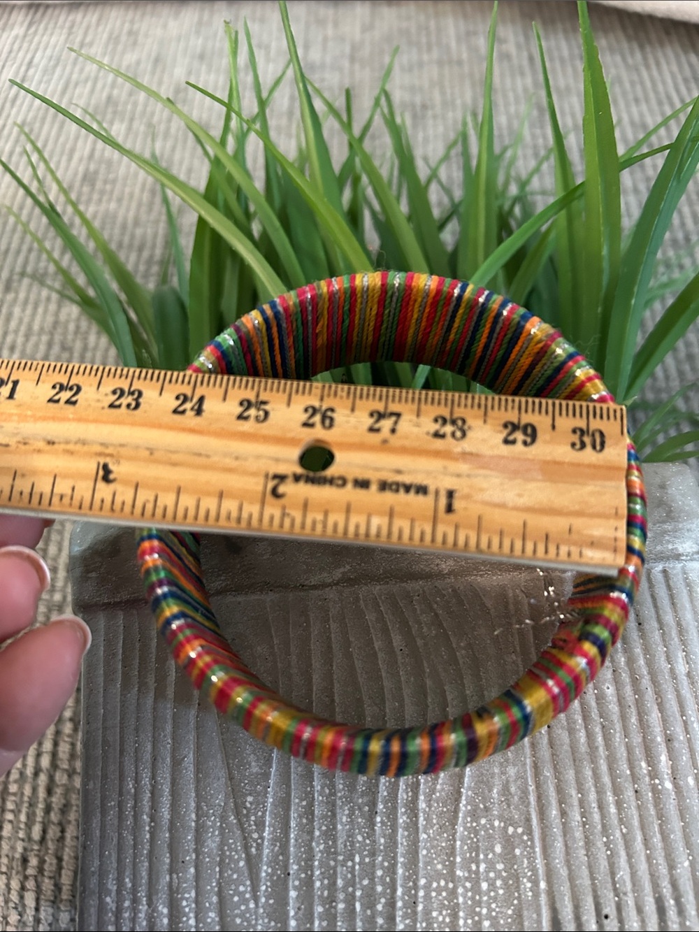 Handcrafted Multicolor Thread Wrapped Bangle Bracelet - Picture 5 of 9